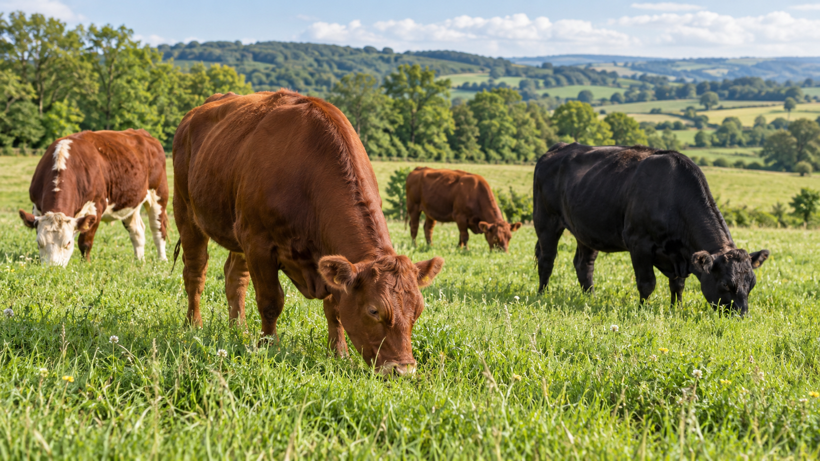Cattle grazing in a grassy open pasture