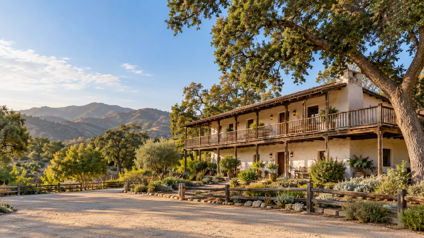 Generated city illustration of a historic adobe setting inspired by Old Town Calabasas